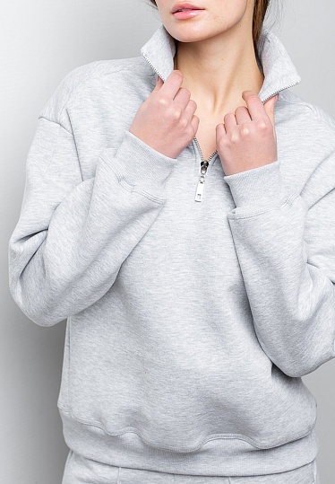 Week women's grey melange insulated zipped sweatshirt 241-08-011, фото 2 