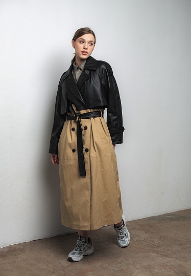 Week women's sandy eco leather and cotton trench-coat 241-01-003-1, фото 1 