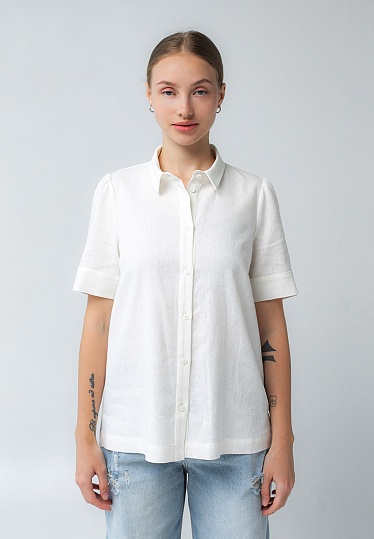 Week women's milky linen buttoned blouse 241-08-043, фото 1 