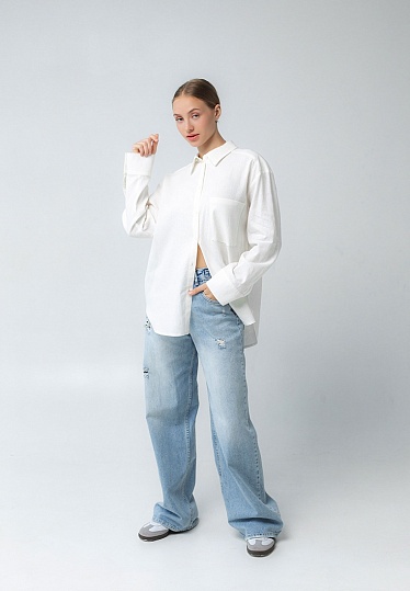 Week women's milky linen patch-pocketed shirt 241-08-044, фото 1 