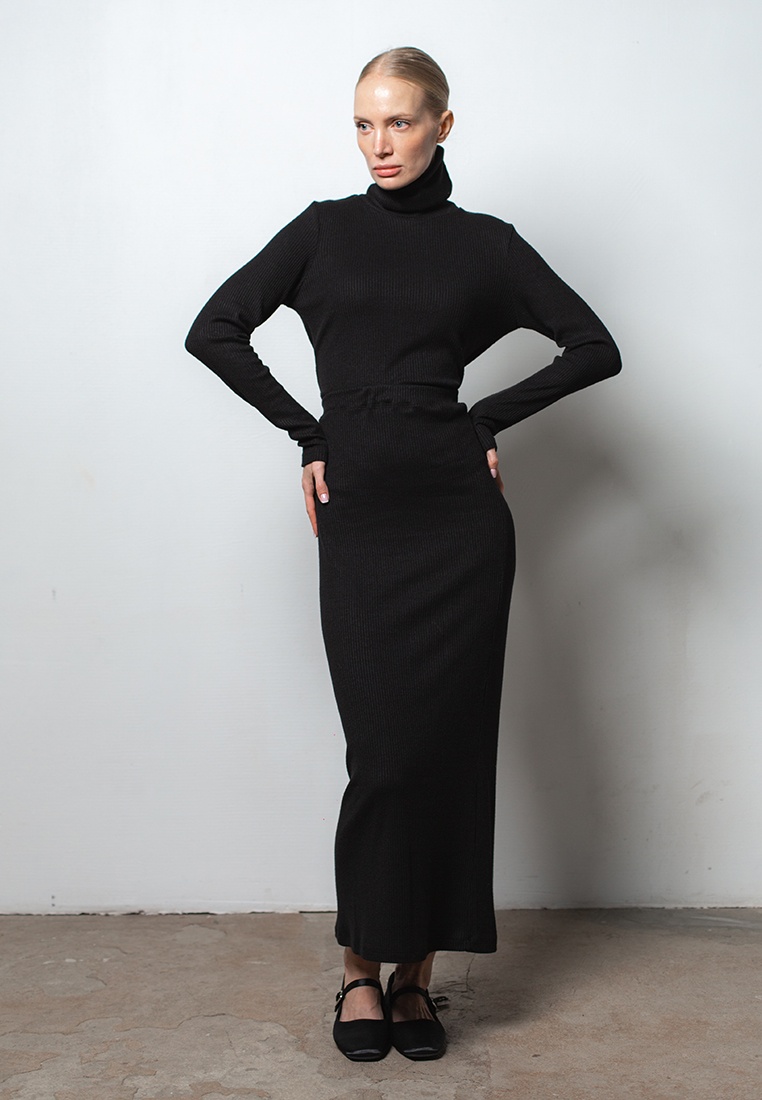 Week women's black ribbed knit maxi skirt 233-04-015-1, фото 4