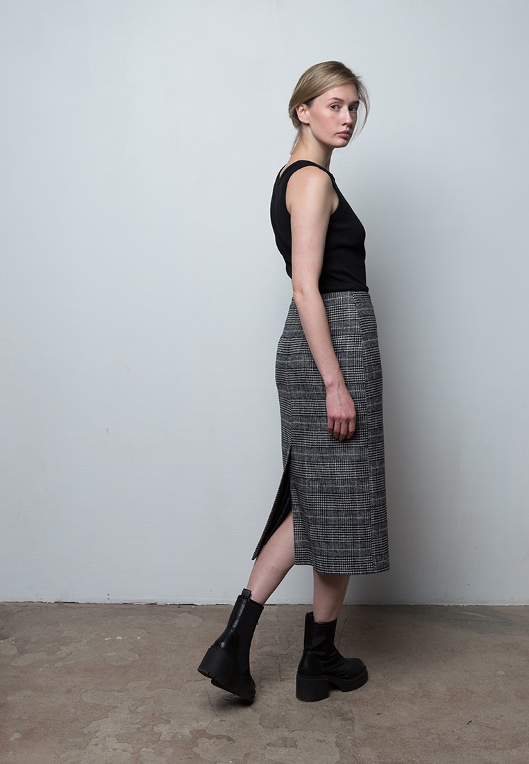 Week women's grey-black wool midi skirt in print 233-04-014, фото 6