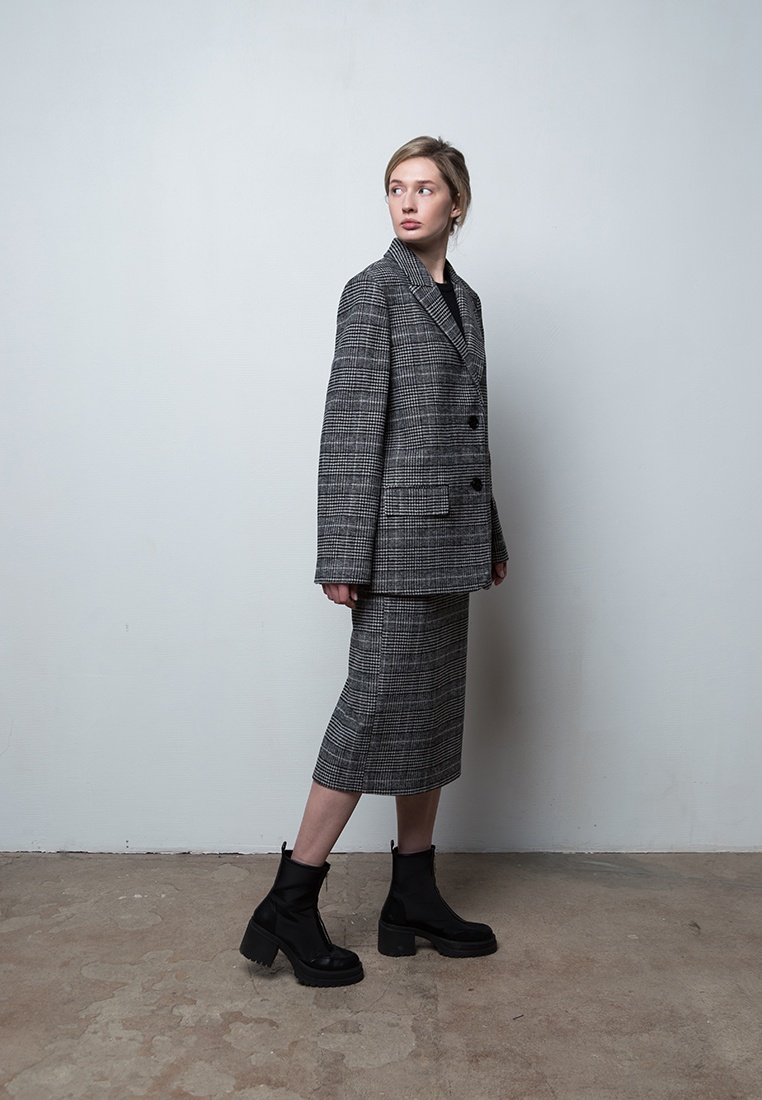 Week women's grey-black wool midi skirt in print 233-04-014, фото 8