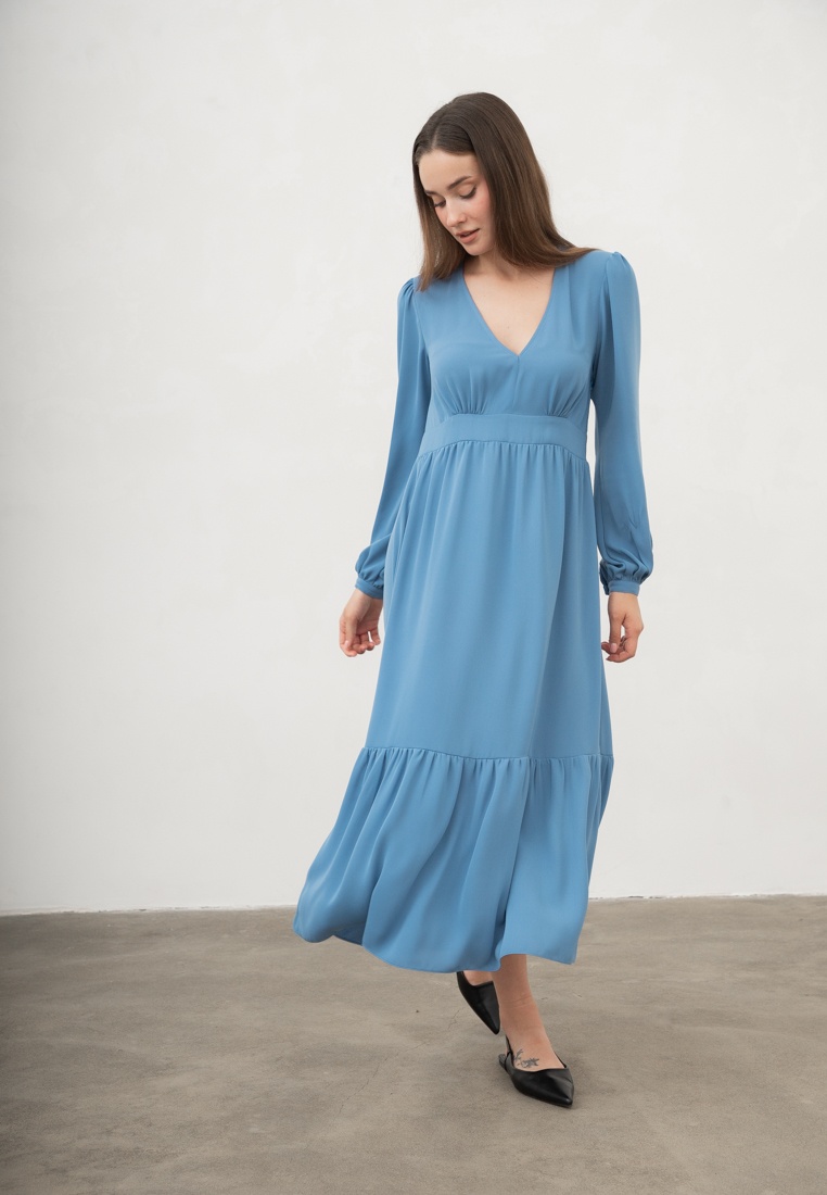 Week women's blue crepe-viscose maxi dress 233-06-001, фото 1