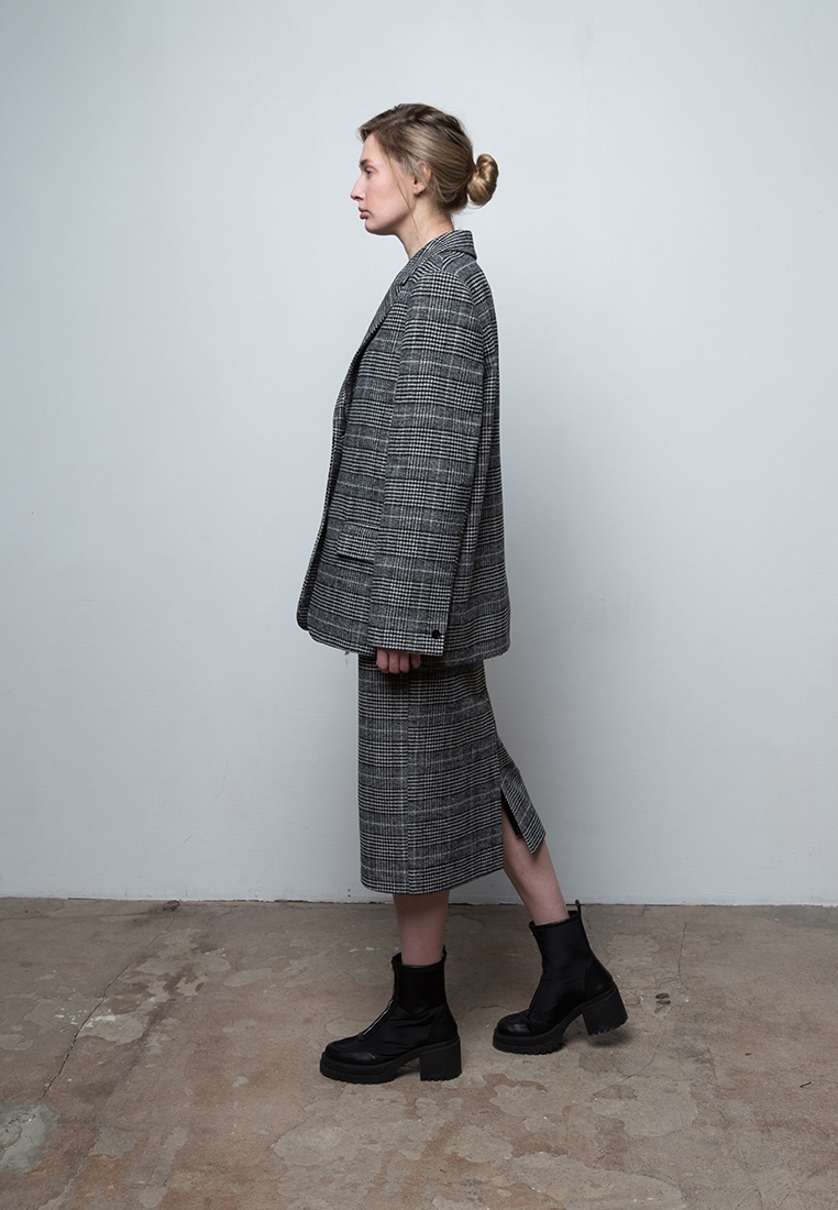 Week women's grey-black wool midi skirt in print 233-04-014, фото 9
