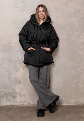 Black belted winter jacket 254-02-004-2, фото 1