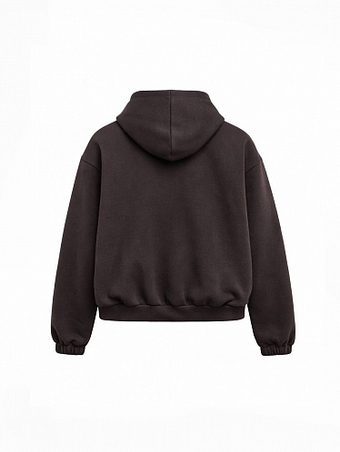 Fleece knit hoodie in chocolate color 254-08-011, фото 2 