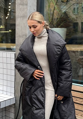 Black snaps winter blanket-coat 254-02-013-1, фото 1