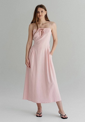 Pink linen sun-dress 252-06-014, фото 2 