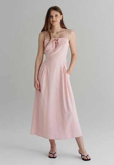 Pink linen sun-dress 252-06-014, фото 2 