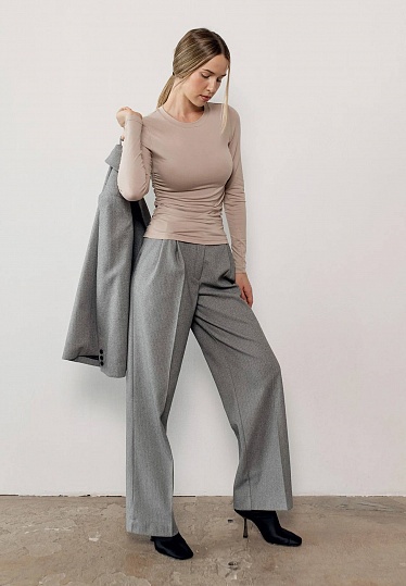 Light-beige thin jersey longsleeve-top 253-08-015-2, фото 2 