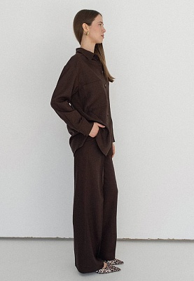Linen pants in chocolate color 252-05-007, фото 2 