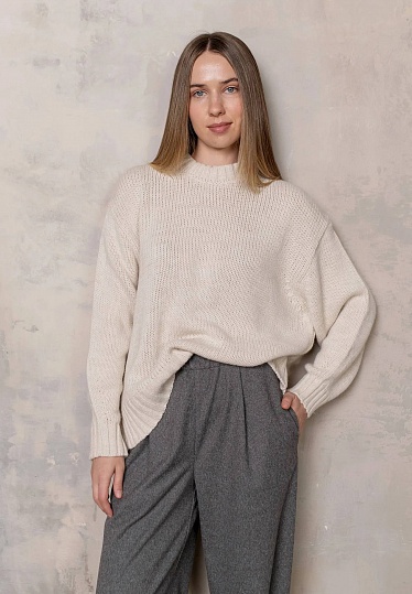 Knitted sweater in milky color 254-22-698, фото 1 
