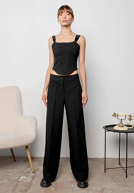 Black fabric-suit palazzo pants 243-05-010, фото 1 