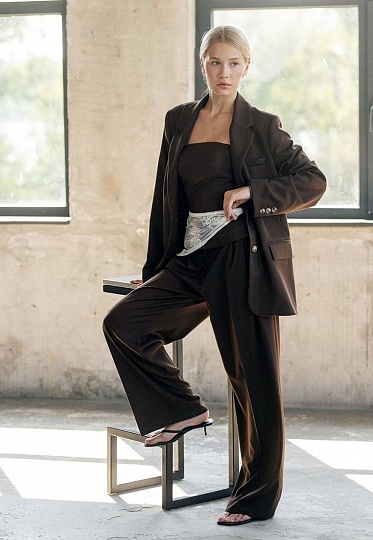 Wide pants in chocolate color 253-05-003, фото 2 
