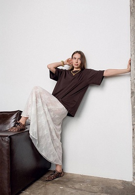 Bulk T-shirt in chocolate color 251-08-033, фото 2