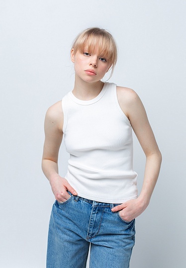 Ribbed top in milky color 252-08-026-2, фото 1 