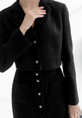 Black bouclé jacket 244-03-002-1, фото 1 