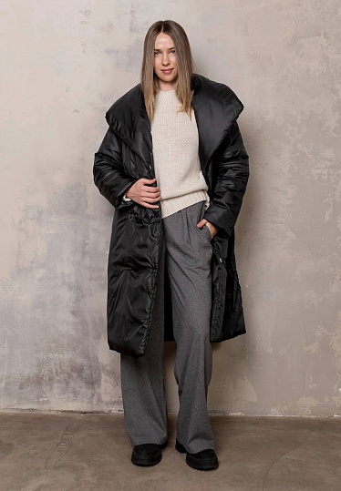 Black snaps winter blanket-coat 254-02-013-1, фото 2 