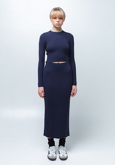 Week women's blue ribbed straight skirt 241-22-231014-2, фото 1 