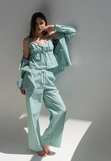 Cotton top in green stripes 252-08-030, фото 2 