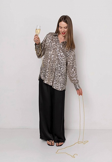 Satin shirt in leopard print 254F-08-020-1, фото 2 