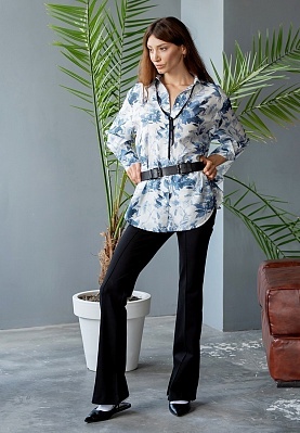 Week women's milky muslin-staple shirt in cyan print 243-08-006-3, фото 2