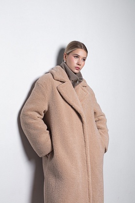 Week women's beige fur coat 241-01-001, фото 2 