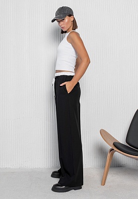 Week women's black contrast belt palazzo pants 243-05-002, фото 2 