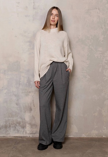Gray melange elastic warm pants 254-05-014, фото 1 