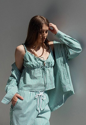 Cotton top in green stripes 252-08-030, фото 1 