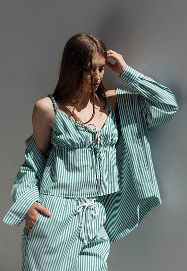 Cotton top in green stripes 252-08-030, фото 1 