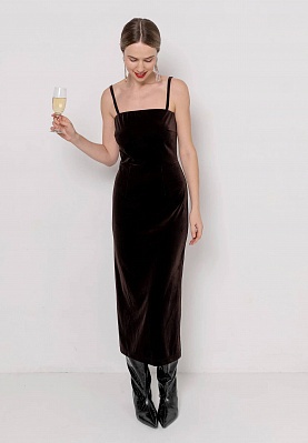 Velour dress in chocolate color 254F-06-015, фото 1 