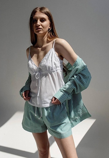 Cotton shorts in green stripes 252-05-012, фото 2 