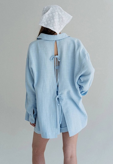 Cyan muslin shirt 252-08-019, фото 2 