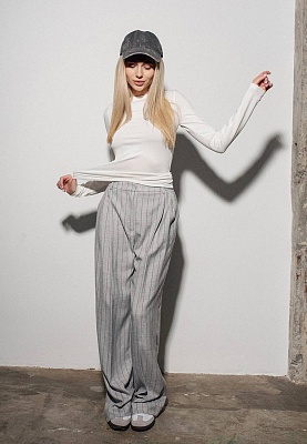 Thin-jersey longsleeve-top in milky color 253-08-007-5, фото 1 