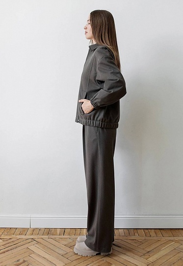 Chocolate herringbone patterned bomber-jacket 253-02-008, фото 2 