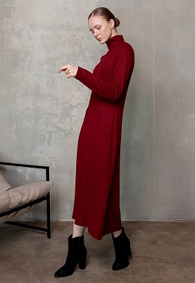 Warm burgundy knitwear dress 244-06-008-1, фото 2