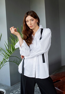 Week women's white cotton basic shirt 243-08-001, фото 1 