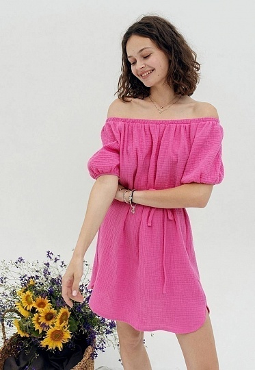 Crimson open-shoulders dress 252-06-023-2, фото 2 