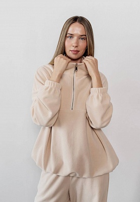 Fleece sweatshirt in vanille color 254-08-008, фото 1 