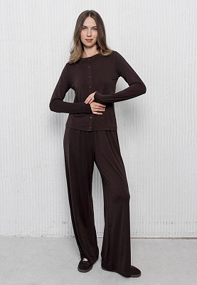 Viscose knit pants in chocolate color 253-05-008-1, фото 1 