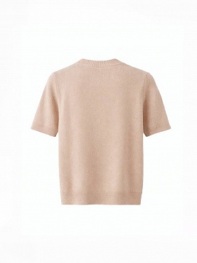 Beige ribb knitted T-shirt 254-08-023-2, фото 2