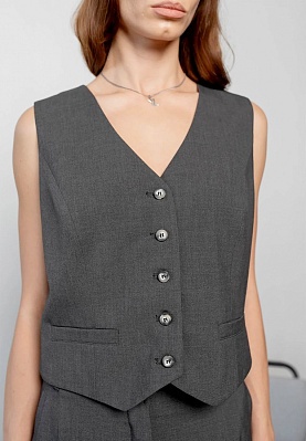 Week women's dark-grey fabric-suit vest 243-03-004, фото 2