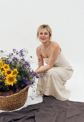 Beige linen dress 252-06-030-1, фото 1