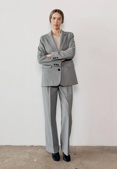 Gray warm jacket in herringbone print 254-03-001-1, фото 2 