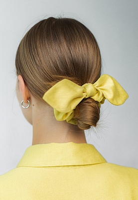 Week women's yellow Boho linen hair elastic 240-25-002-2, фото 1 