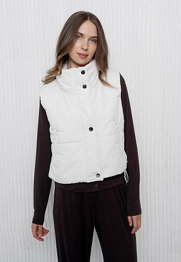 Cropped waistcoat in milky color 253-03-007, фото 1 