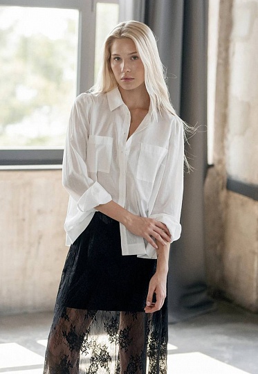 Batiste shirt-blouse in milky color 253-08-008, фото 1 