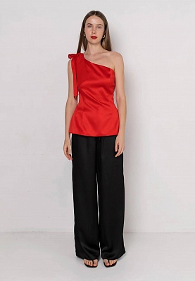 Red satin tie top 254F-08-017, фото 2 